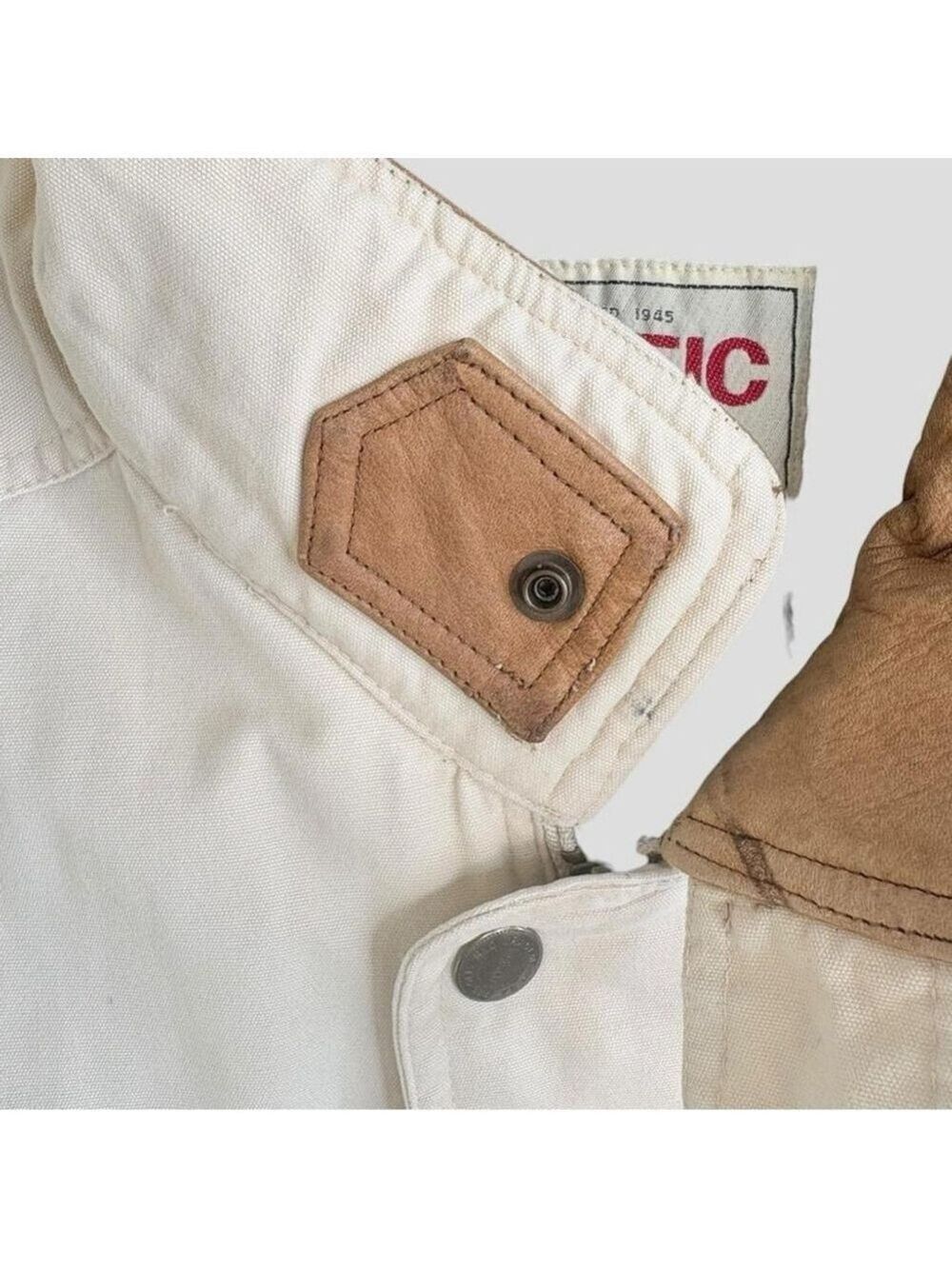 Wintage  Men's L Heavy Duty Canvas Trucker Workwear Beige Vest Flannel lining - Picture 5 of 8